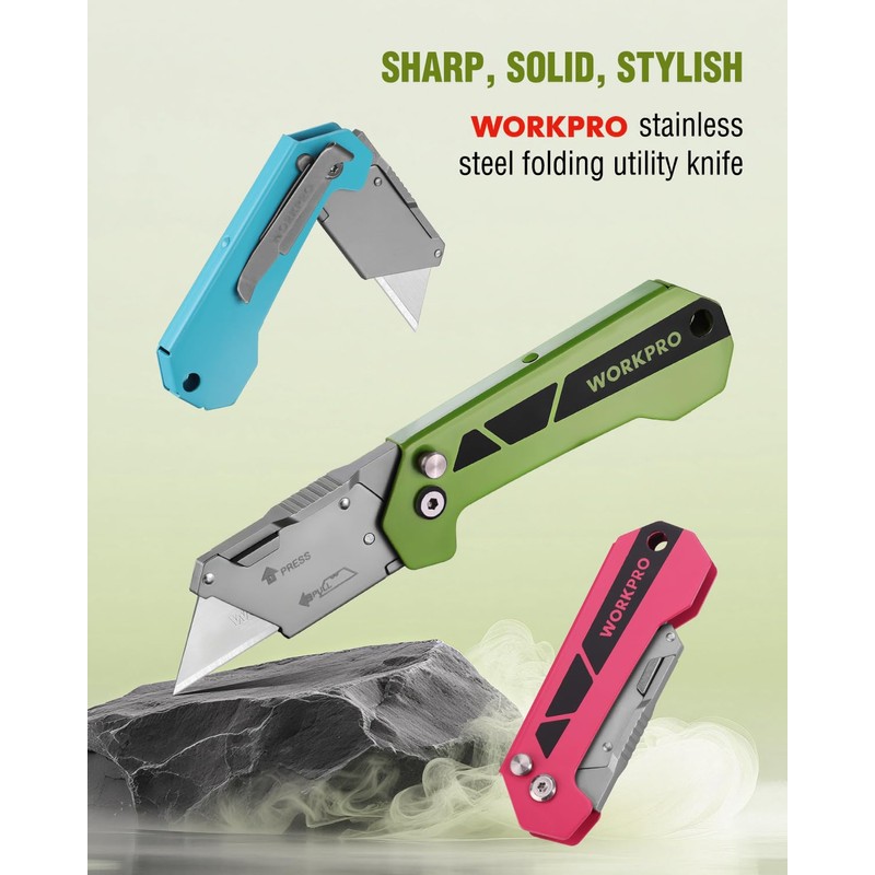 WORKPRO EDC Folding Utility Knife, Mini Box Cutter with Quick