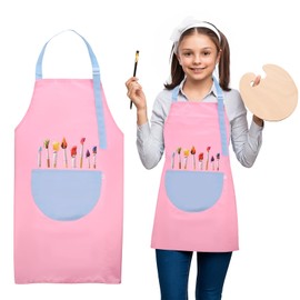Lnngub Children's Apron,Kids Painting Aprons Adjustable Waterproof Art Apron with Big Pocket Pink and Blue Cute Kids Aprons for Painting Cooking Baking Crafting Art Gardening