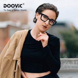 DOOViC Fashion Square Reading Glasses for Women Blue Light Blocking Computer Readers 1.00 Strength