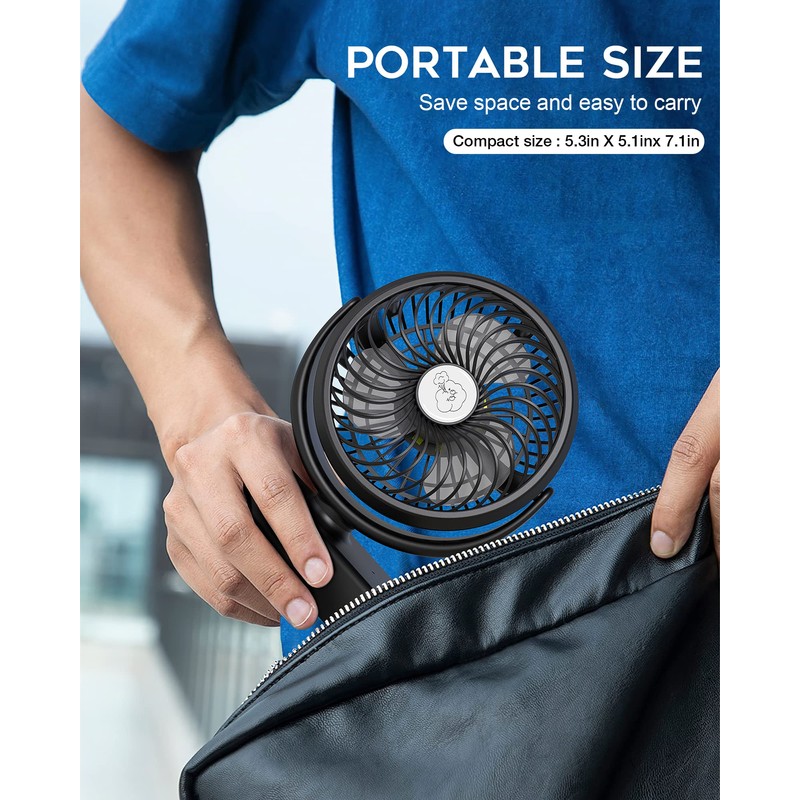 REENUO Portable Camping Fan, Small Tent Fan with Hanging Hook,