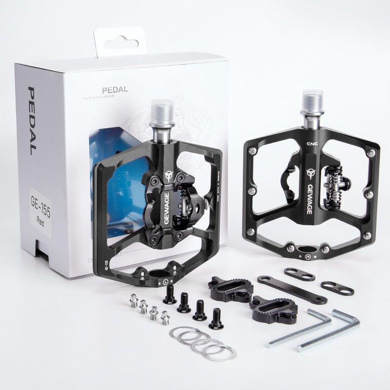 GEWAGE Mountain Bike Pedals- Dual Function Bicycle Flat Pedals and