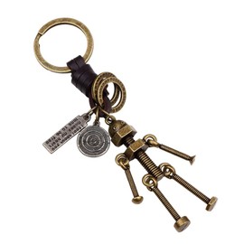 LKMY Robot Keychain Leather Vintage Pendant for Men Women Gift for Mom Dad, Doll