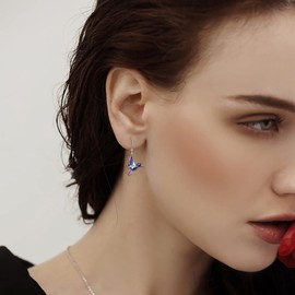 YFN - Collar de plata de ley 925 con forma de colibrí y luna, grabado con texto en inglés "Strong Brave Free Colibrí" para mujer, Cristal, Circonia cúbica