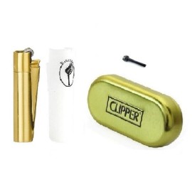 Clipper New Clipper Metal Lighter-Assorted Gold Color Bundles with Lighter Accessories