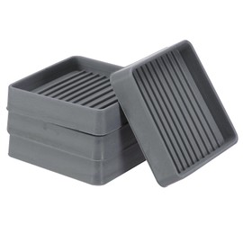 PATIKIL 2.5"x2.5" Square Rubber Furniture Pads, 4 Pack Non Slip Caster Cups Anti Skid Floor Protectors for Furniture Feet Bed Couch Chair Table Stopper, Grey