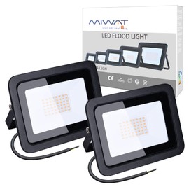 MIHEAL 110V(2 Pack) 50W LED Flood Light, Warm White(3000K), IP67Waterproof Super Bright Security Lights, Outdoor Floodlight for Yard, Garden, Playground, Basketball Court