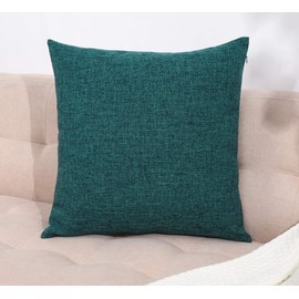 TangDepot Heavy Lined Linen Cushion Cover, Throw Pillow Cover, Decorative Pillow Covers, Indoor/Outdoor Pillows Shells, Cushion Cover - (16"x16", Teal Green)