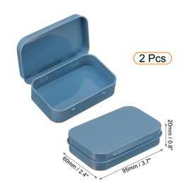 uxcell 2pcs Metal Tin Box, 3.7x2.4x0.8 Mini Portable Rectangular Empty Tinplate Small Storage Container Airtight Tins with Lids for Candy Favors Crafts Christmas Gifts, Blue