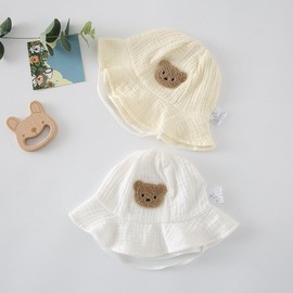 Adorable Newborn Baby Gauze Sun Hat: 'I Love Dad Mom' Pure Cotton Dome Baby 80/White 3ea