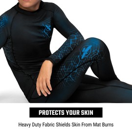 Hayabusa Geo Youth Jiu Jitsu Spats for Boys and Girls - Blue, X-Large