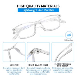 Suertree Blue Light Filter Distance Glasses Lightweight Myopia Glasses Fashion Myopia Glasses for Women Men Clear -1.5 Dioptres