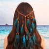 JKQBUX Boho Feather Headband Hippie Headpiece Black Gypsy Costume Headdress