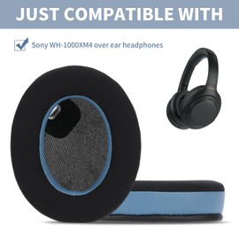 MC magic cushion Replacement Cooling-Gel Ear Pads for Sony WH-1000XM4,High-Density, Shock-Absorbing Foam,Ice Silk Fabric (Blue)