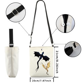 JTOUK Romance Fantasy Bookish Gift Dragon Rider Canvas Crossbody Bag for Fantasy Readers, Fourth Dragon Cb Eu