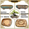 MUZHI 9.5” Rectangular Ceramic Rustic Bonsai Planter Pots with Drip