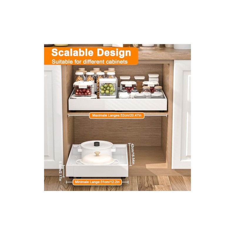 Diealles Shine Telescopic Drawer, Pack of 2, Adjustable Width 31-52