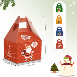 CHARMGIFTBOX 12 Pack Cookie Boxes Christmas Gift Boxes, 3D Party Favor Boxes, Xmas Small Candy House Style Goodies Treat Bags