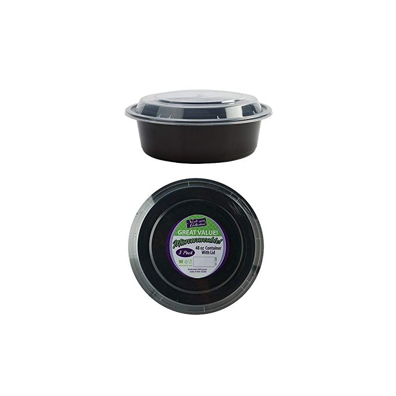 Premium Deep Round Black Containers - 9" (Pack of 3)