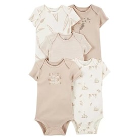 Acuryx Baby Romper Bodysuits for Newborns, Baby Boys and Girls, Pack of 5, Short Sleeves, 0-24 Months, #71, 6 - 9 months