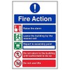 V Safety 5 Message Fire Action Notice Sign - 210mm