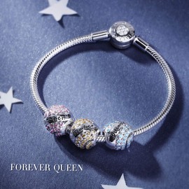 Forever Queen ladies 925 sterling silver September birthstone charm bead for birthday, Charm pendant for bracelet and necklace, birthday gift with reusable gift box, Sterling Silver