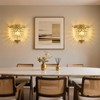 Vintage Crystal Wall Sconces Set of 2 Hardwired Brushed Brass
