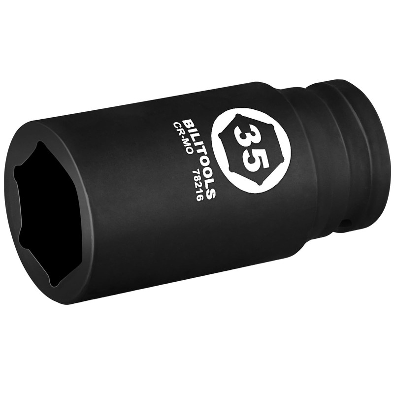 BILITOOLS 3/4" Drive Deep Impact Socket,33mm Socket Metric, 6-Point Axle