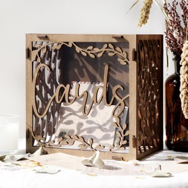 Fayavoo Wedding Card Boxes for Reception, Wooden Wedding Post Box for Cards with Acrylic Window, Vintage Envelope Money Box for Rustic Wedding Graduation Party 2024 Birthday Baby Shower Boxes