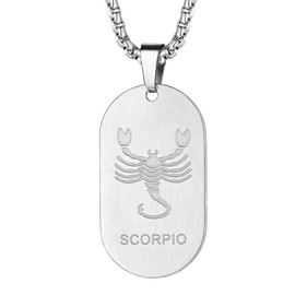 FaithHeart 12 Zodiac Sign Series Necklace Dog Tag / Coin Pendant Stainless Steel Dog Tag with Photo/Text Engraving Men Women Real Jewellery Necklace with Pendant Zodiac Sign Necklace