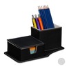 Relaxdays Desk Organiser for Notes and Pens, Tidy, Faux Leather,