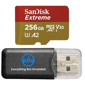 SanDisk Extreme 256GB V30 A2 MicroSDXC Memory Card for DJI Works with Mavic Air 2 Drone 4K 8K Bundle with (1) Everything But Stromboli MicroSD Reader