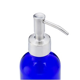 Jarmazing Products Petite Blue Glass Soap and Lotion Dispenser with Stainless Steel Pump - 8 oz