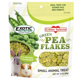 Exotic Nutrition Green Pea Flakes 3oz. - Healthy & Unique Treat - Rat, Degu, Prairie Dog, Chinchilla, Hedgehog, Parrot, Guinea Pig, Rabbit, Hamster