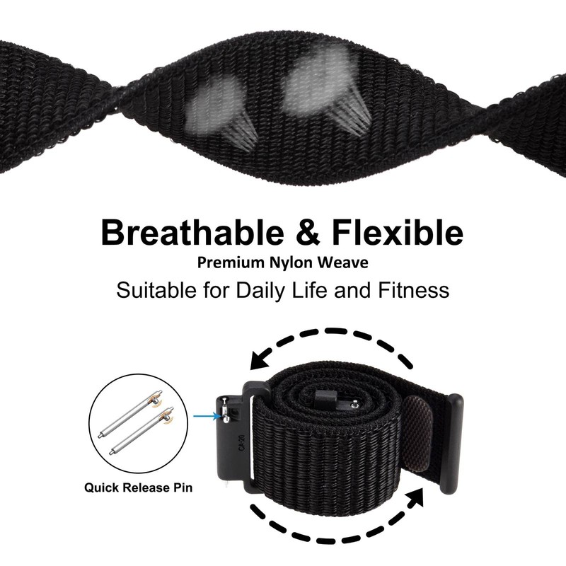 WOCCI 20mm Adjustable Nylon Watch Strap, Quick Release Sport Loop