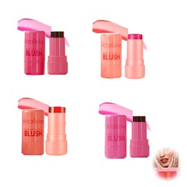 4 Pcs Milk Jelly Blush Stick, Long Lasting 3 in 1 Milk Jelly Blush Stick for Cheeks Lips Eyes, Multipurpose and Blendable Jelly Blush