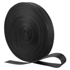 sourcing map Nylon Webbing Strap, 22 Yards x 1" Polypropylene Flat Webbing Band for Bags, Pool Solar Cover, Repairing DIY Crafting (Black)