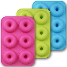 Moldes De Silicona Para Hornear, 3 Piezas De Moldes Para Cupcakes, Herramientas De Cocina Para Hornear Donas, Diseño Antideslizante Para Uso Familiar, Medidas 24.5 x 16.5 Cm, Colores Rosa Verde Azul