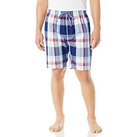 NAUTICA Men's Soft Woven 100% Cotton Elastic Waistband Sleep Pajama Short, Deep Blue, Small