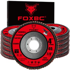 FOXBC 4 1/2 inch Ceramic Flap Disc for Angle Grinder, 40 Grit, Type 29, Grinding and Polishing for Metal, 10 Pack