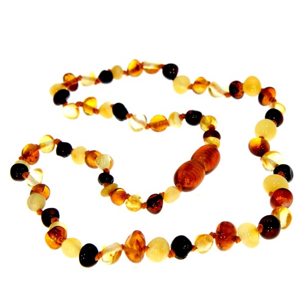 SilverAmber Jewellery Multicoloured Baltic Amber Bead Necklace - Chain Length