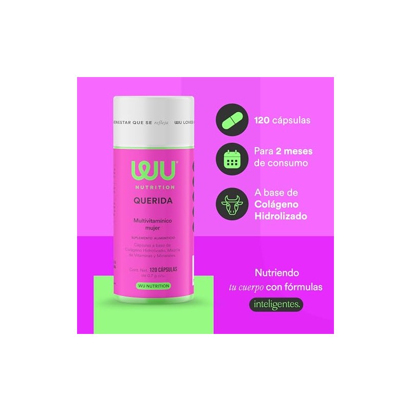Vitaminas para mujer WU Nutrition. Multivitaminico Querida 120 capsulas 2