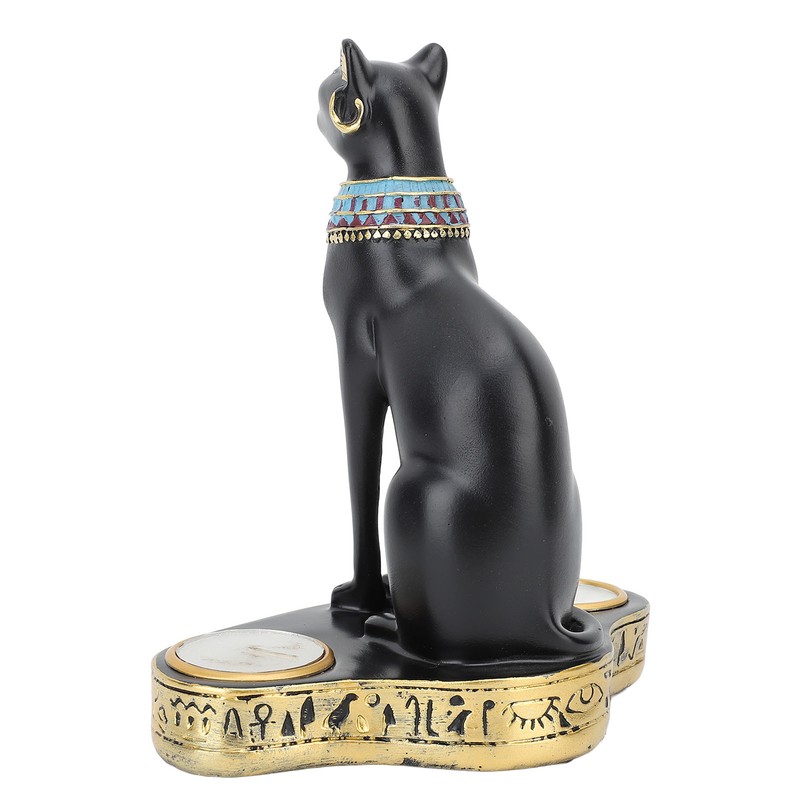 Egyptian Cat Candle Holder Decorative Resin Egyptian Cat Candlestick Exquisite