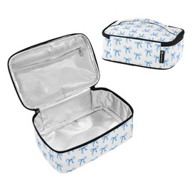 Caikeny Kids Lunch Bag Ribbon Bow Insulated Reusable Lunch Bags Blue Lunch Box for Women School Office Picnic