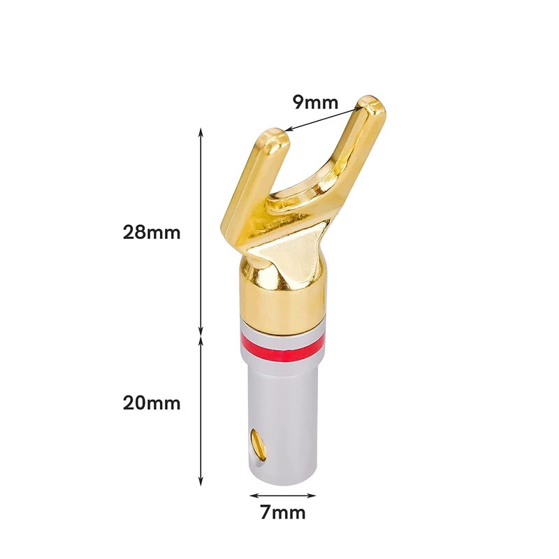 Cleqee 4pcs 24K Gold Plated Speaker Plug Y Plug Y