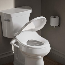 Kohler PureWash M250 Manual Round Bidet Toilet Seat, White, Quiet-Close Lid Prevents Slamming, Easy Installation with Quick-Release Hinges, Adjustable Spray Position & Pressure