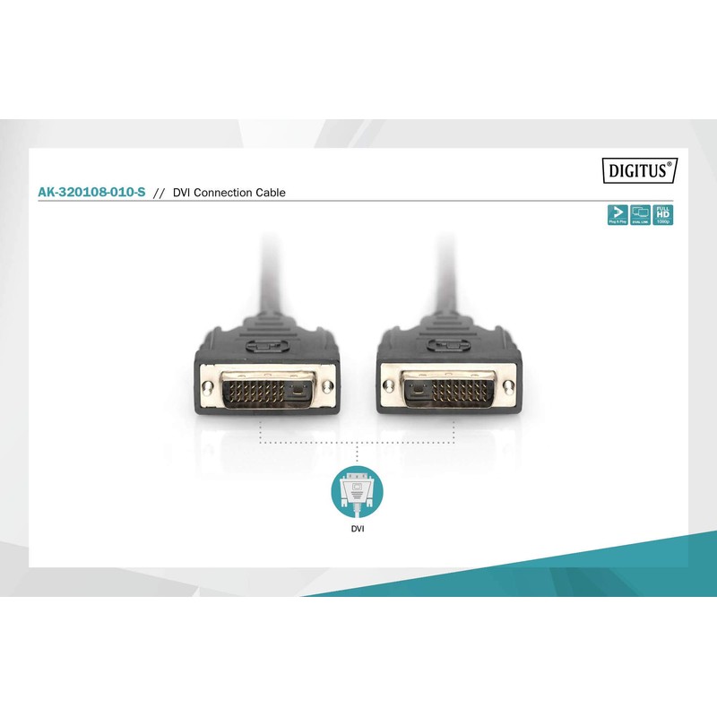 DIGITUS DVI Anschlusskabel, DVI(24+1), St/St, 1.0m, DVI-D Dual Link -