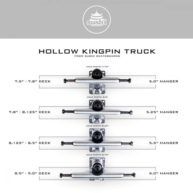 Sushi Hollow Kingpin Skateboard Truck, Black