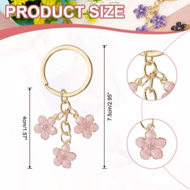 PATIKIL Flower Keychain Charm, Cherry Blossom Enamel KeyChains Cute Floral Keyring Pendant for Women Girls Purse Handbag Backpack Aesthetic Accessories, Pink