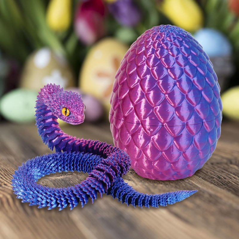 2PCS 3D Printed Snake in Egg, 3D Printed Dragon Egg