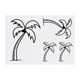 4 x 'Palm Tree' Temporary Tattoos - Water Resistant, Skin-Safe, Non-Toxic Transfers, Mixed Sizes (TO00012731)